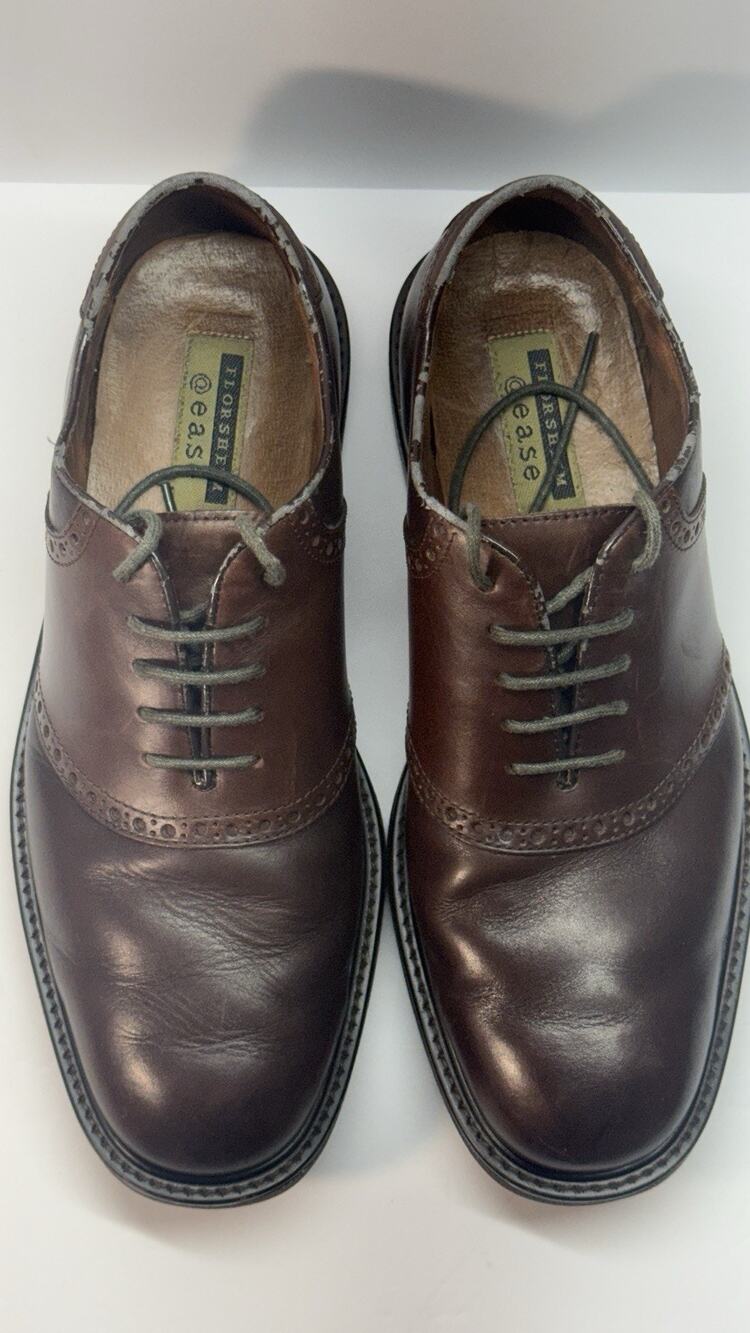 Mens Florsheim @ease Brown Leather Cap Toe Oxford Dress Shoes Size 10.5M Comfort